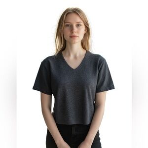 Max Mara Cashmere beaded neckline Corp core business casual short sleeve sweater